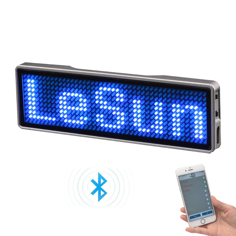 Hanchen LED Name Tag Wireless LED Name Badge Rechargeable LED Card Screen Digital DIY Programmable Scrolling Message Board Mini LED Display for Restaurant Shop Exhibition Nightclub Hotel Blue 