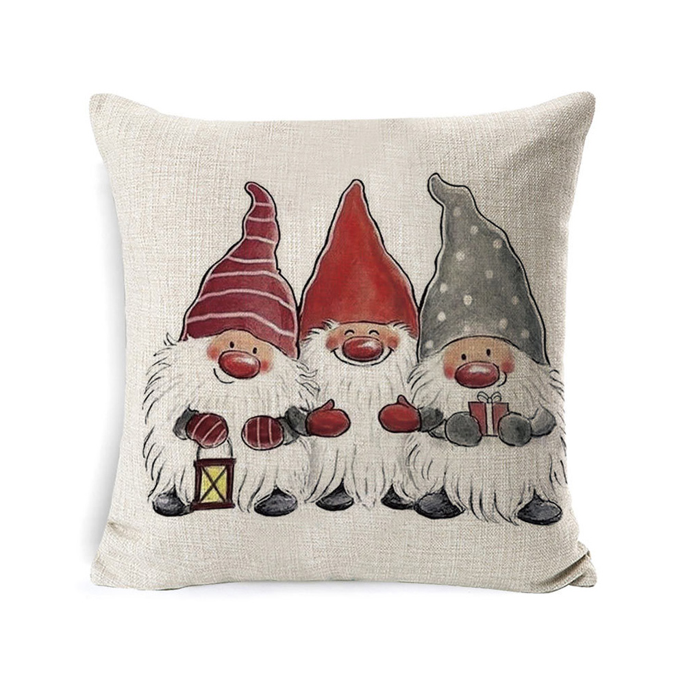 ArtSocket Christmas Throw Pillow Covers Set of 4,Watercolor Cute Gnomes Santa Winter Decorative Pillow Cases Home Decor Square 18x18 Inches Xmas Pillowcases