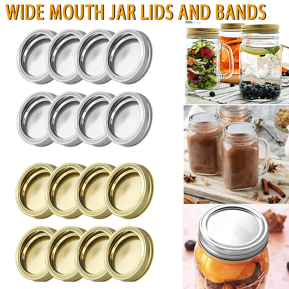 24PCS Jar Bands&Lids Regular Mouth Tinplate Split Sealing Cover Mason Jar Lids 12 Pack Regular 70mm/2.76’ Mason Jar Canning Lids 