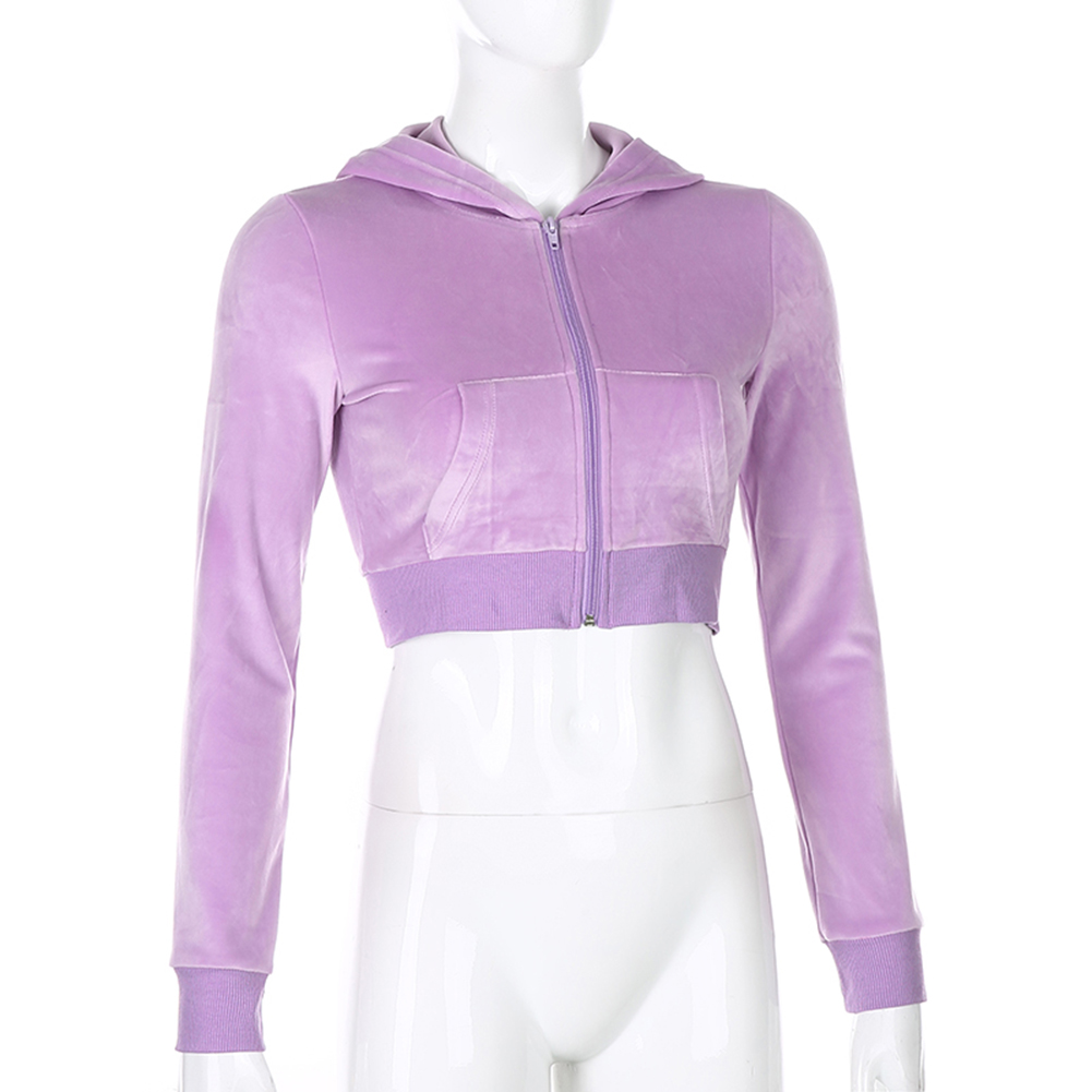 Fashion (Purple)Women Y2K Tops Zipper Long Sleeve Causal Basic