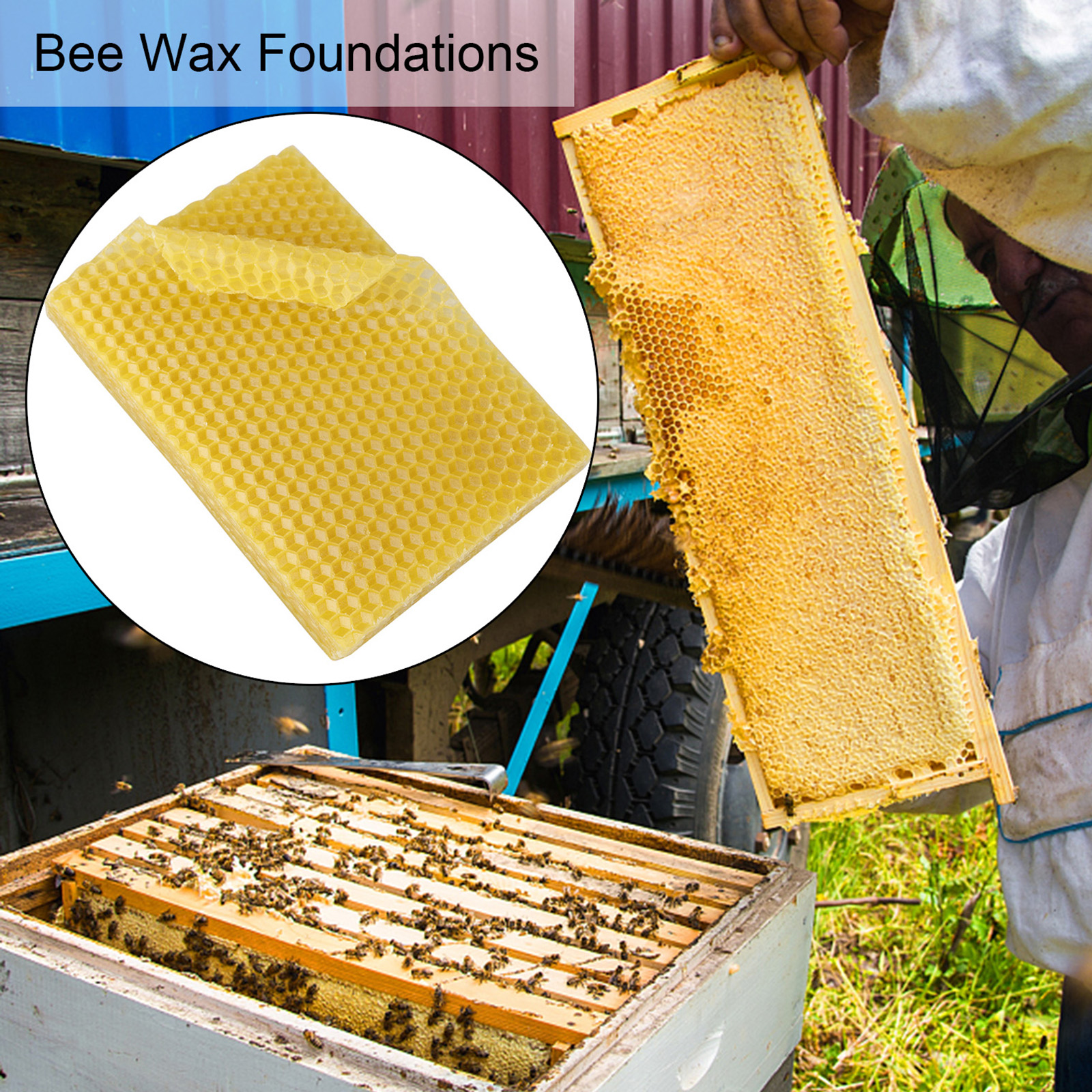 10pcs Bee Wax Foundation Bee Hive Wax Frames Base Sheets Bee Comb Honey  Frame Beeswax Sheets