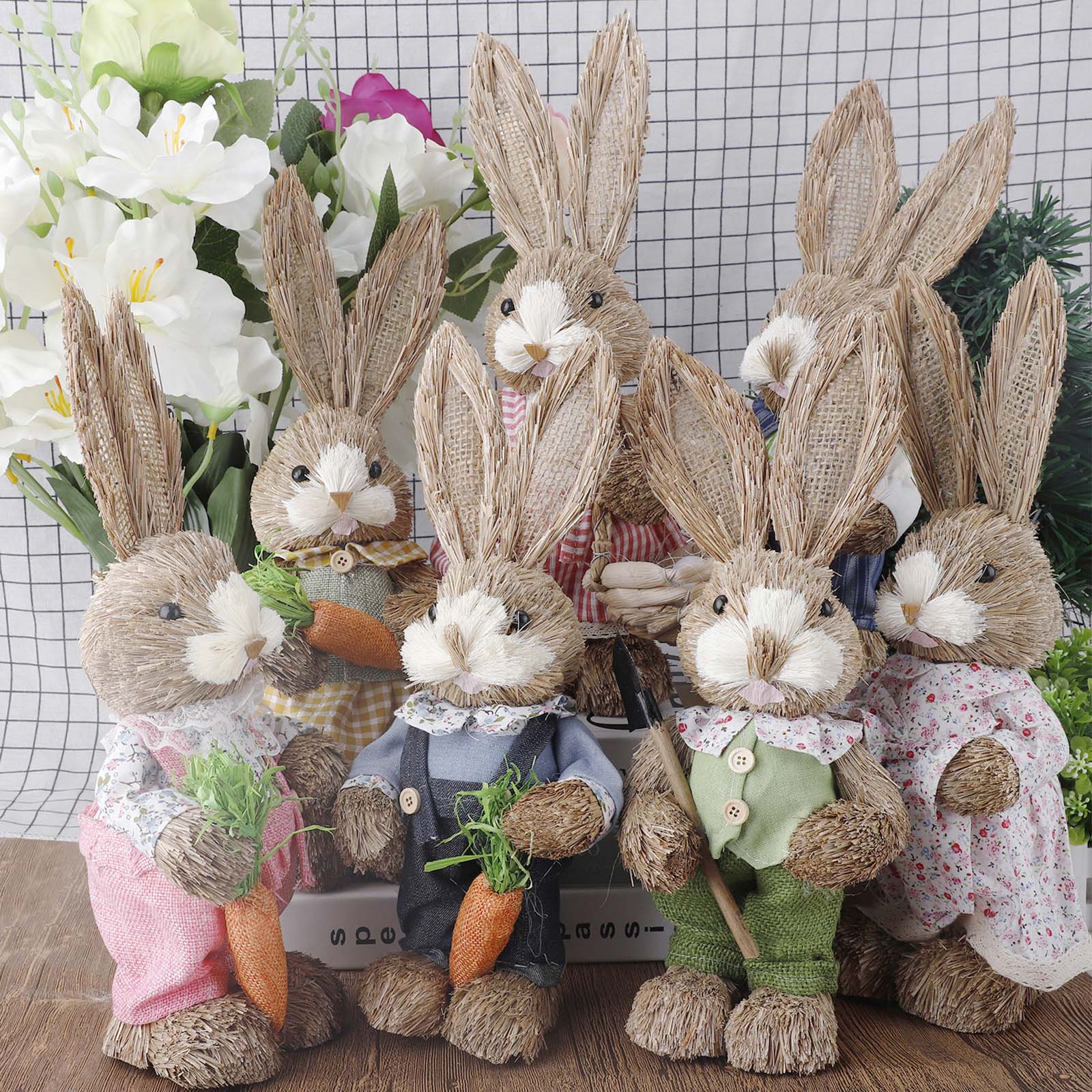 Cute Straw Rabbit Decor Home Decoration Halloween Decor for Winter Party  Decor Wedding Decoration 2022 Easter Bunny