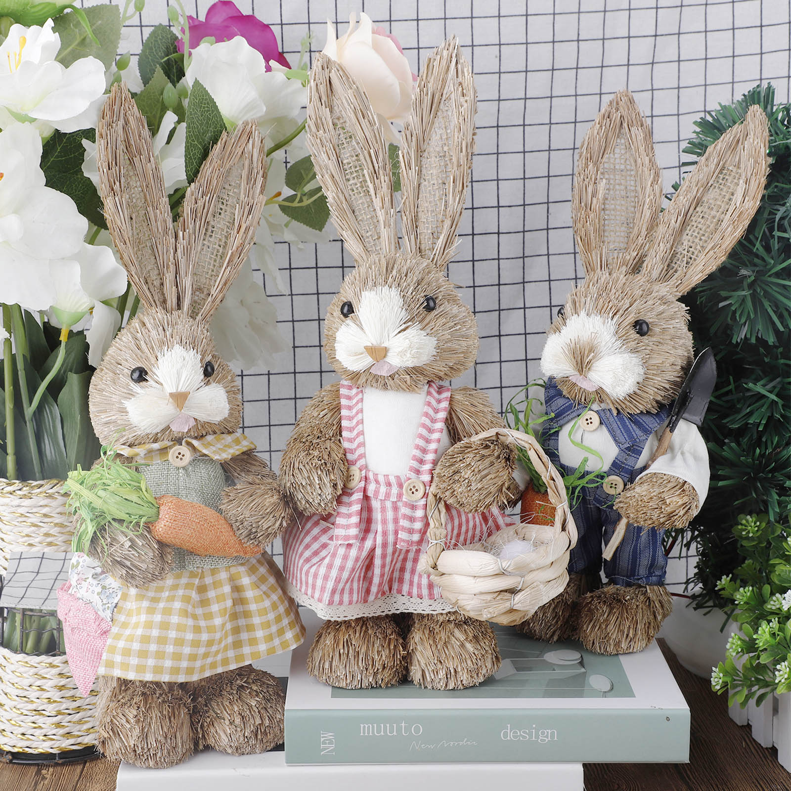 Cute Straw Rabbit Decor Home Decoration Halloween Decor for Winter Party  Decor Wedding Decoration 2022 Easter Bunny