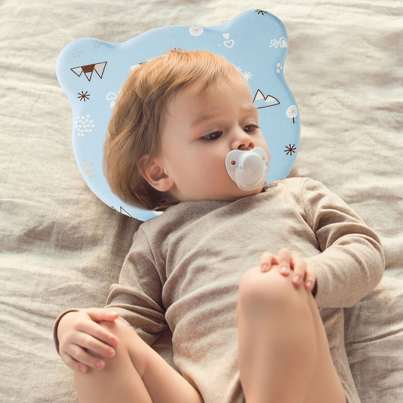 [Boguoxiong] หมอนทารก0-1ปีพนักพิงศีรษะทารกหน่วยความจำโฟมหมอนทารกไส้เทียนหมอนระบายอากาศ