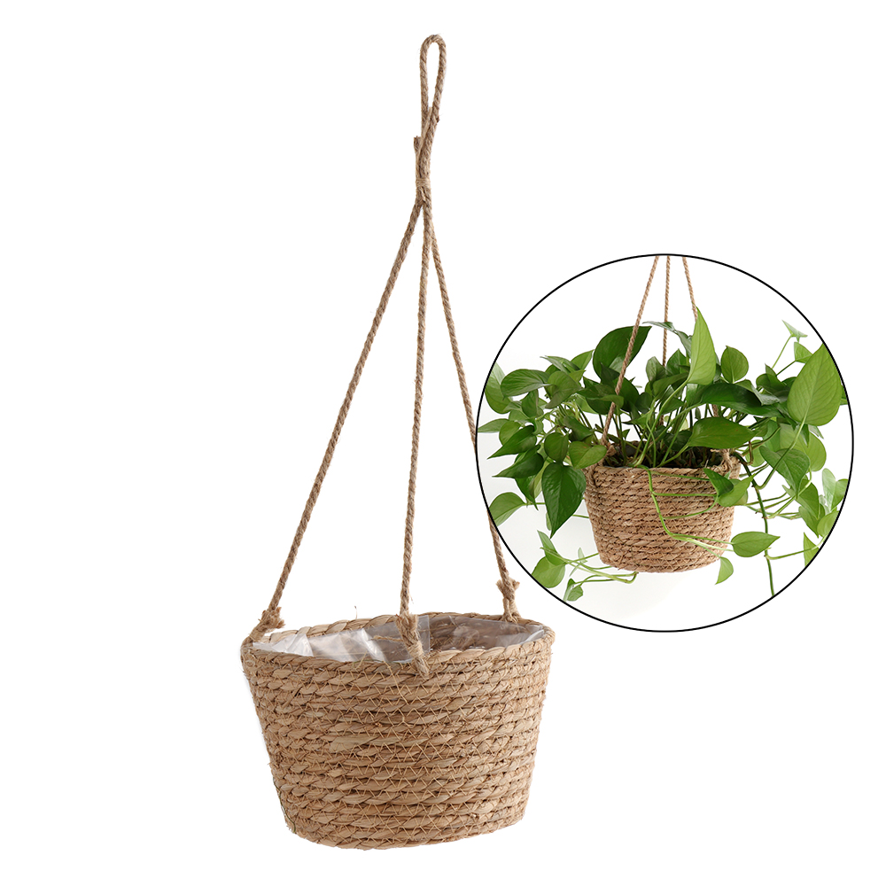 Window Balcony Plant Basket Flower Pot Hanging Rope Jute Holder Cord String 