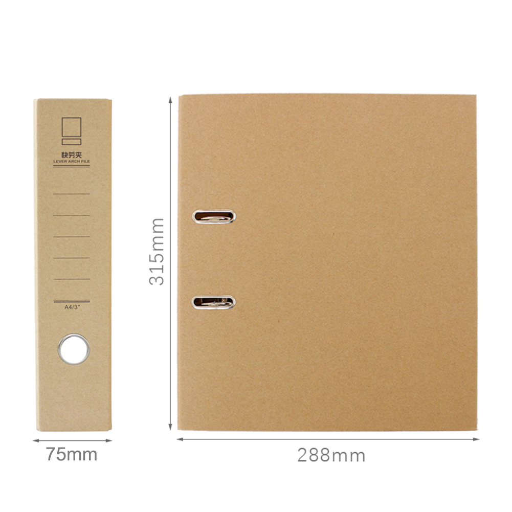 Kraft Paper Office Folder A4 Metal Ring Binder Folder Clipbar Lever