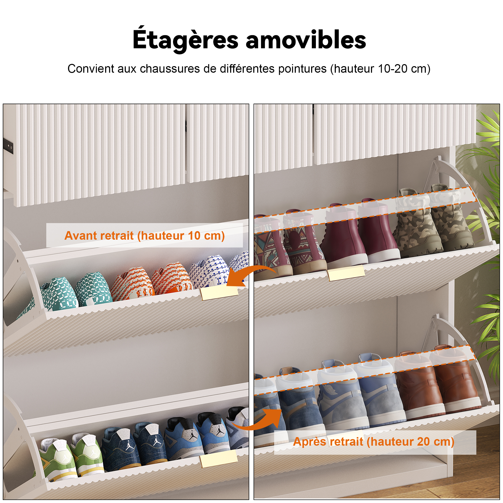 Rangement chaussures avec plusieurs compartiments