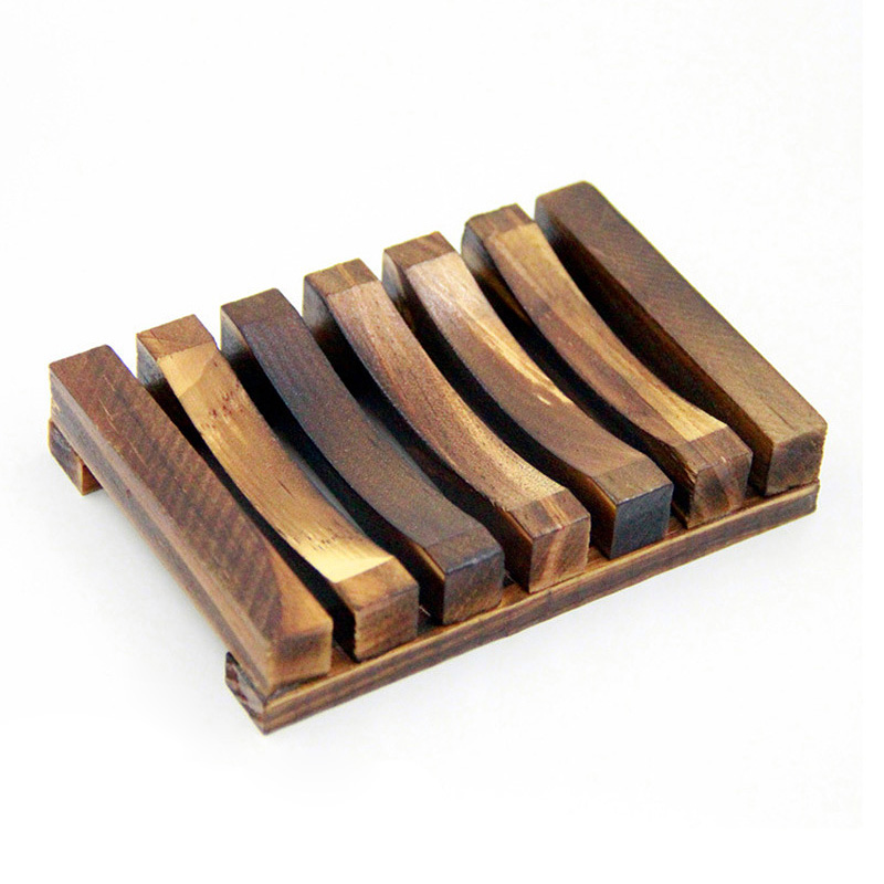 Wooden Soap Dish Holder Draining Tray Storage Plate Box Non-slip Container Tools